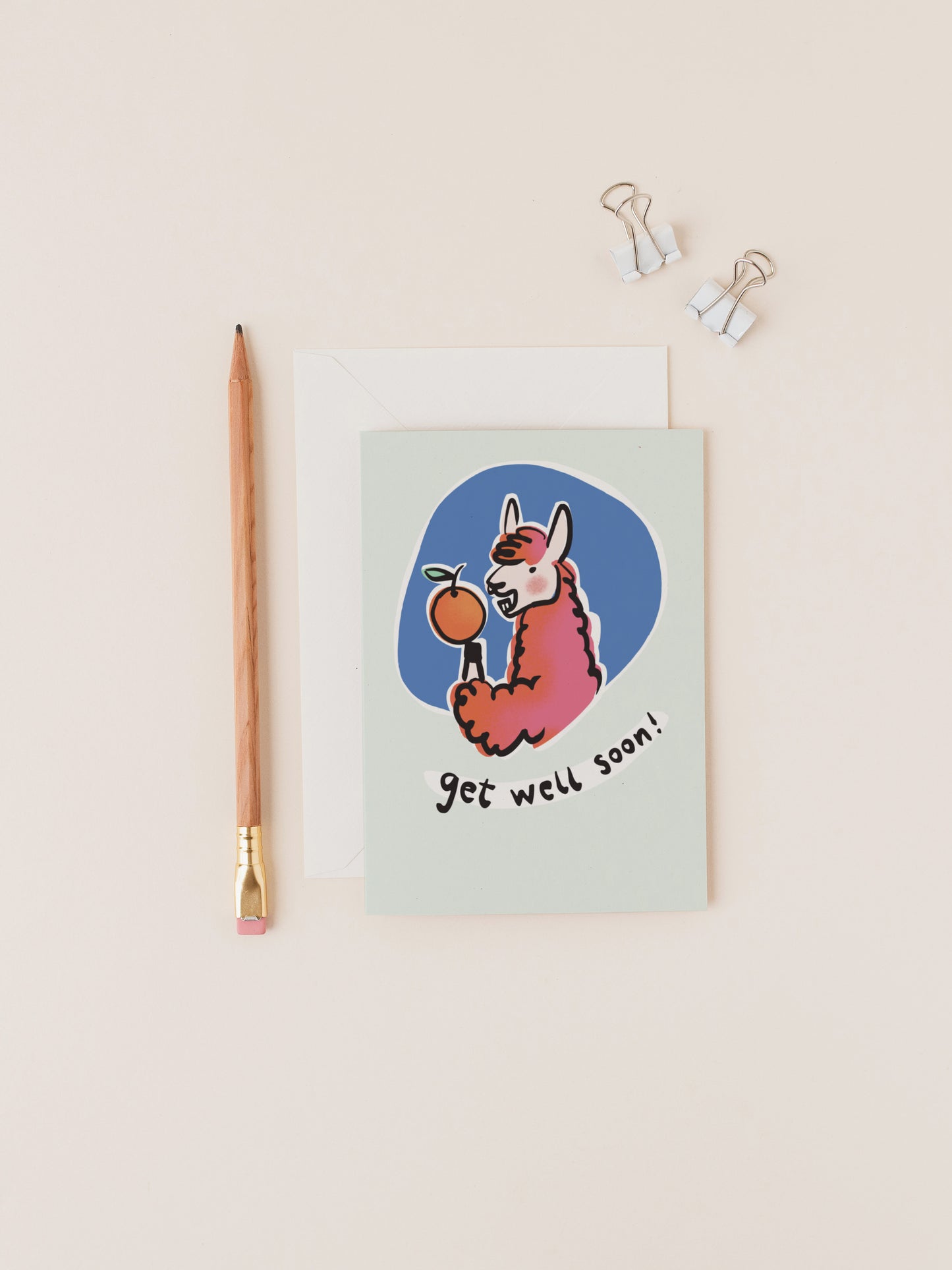 Oriana the Llama Get Well Soon Card