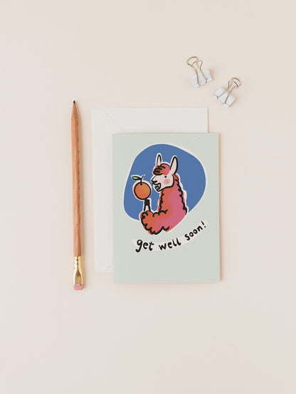 Oriana the Llama Get Well Soon Card
