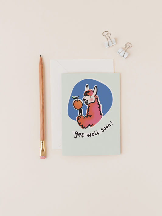 Oriana the Llama Get Well Soon Card