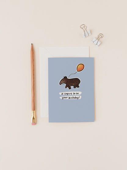 Baby Brazilian Tapir Blue Birthday Card