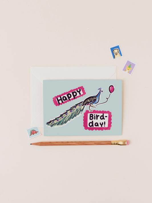 Peacock Bird Birthday Card