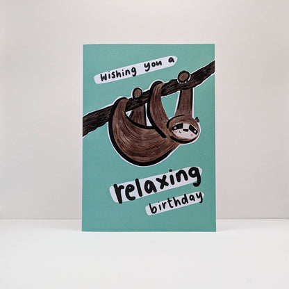 Sereno the Relaxing Sloth Birthday Card