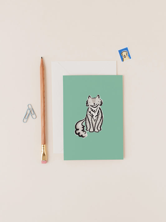 Dylan the Fluffy Grey Tabby Cat Card