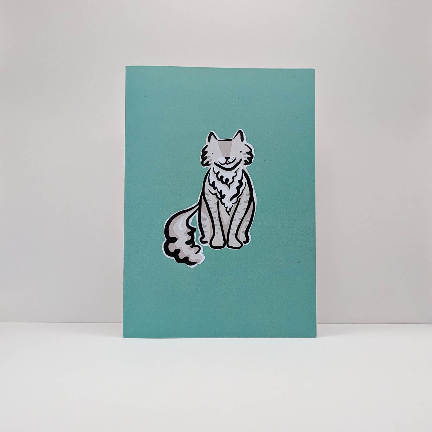 Dylan the Fluffy Grey Tabby Cat Card