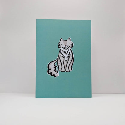 Dylan the Fluffy Grey Tabby Cat Card
