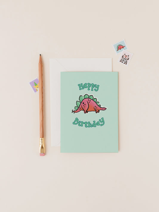 Steg the Stegosaurus Dinosaur Birthday Card