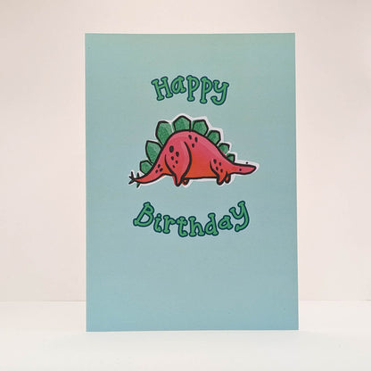 Steg the Stegosaurus Dinosaur Birthday Card