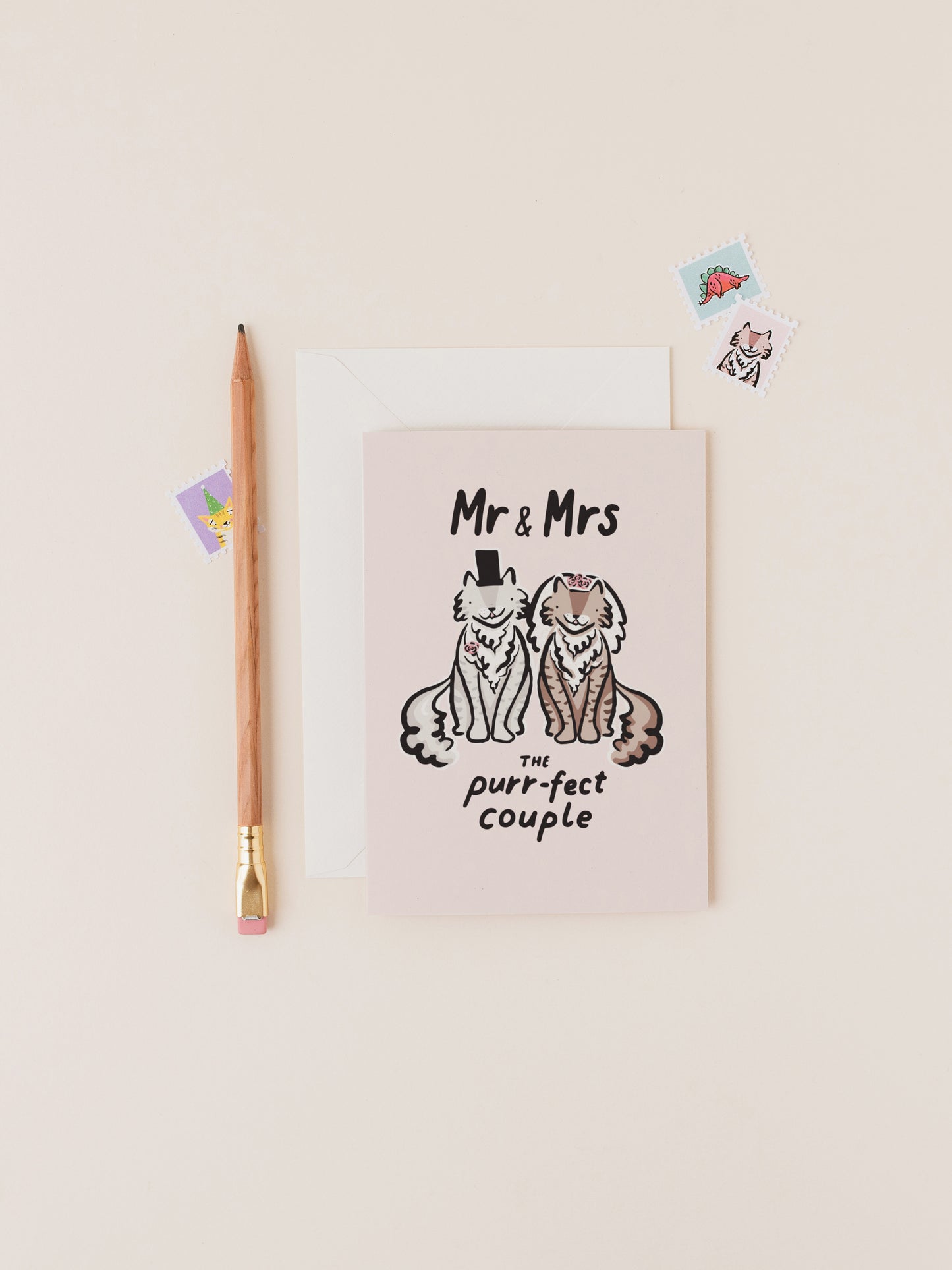 Mr & Mrs Purrfect Couple Cats Wedding Card