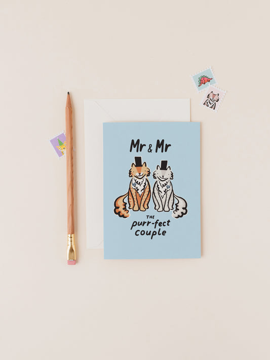 Mr & Mr Purrfect Couple Cats Wedding Card