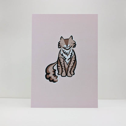 Mocha the Fluffy Brown Tabby Cat Card
