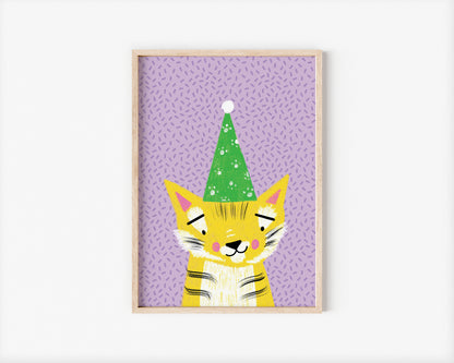 Larkin the Yellow Party Tiger A5 Art Print