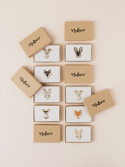Black Fairytale Deer Enamel Pin in Gift Box