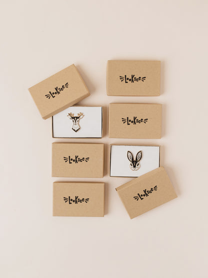 Black Fairytale Deer Enamel Pin in Gift Box