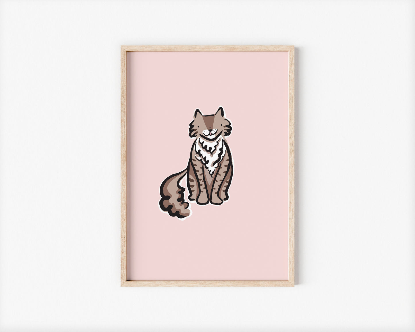 Mocha the Brown Fluffy Cat A5 Art Print