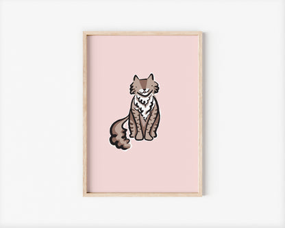 Mocha the Brown Fluffy Cat A5 Art Print