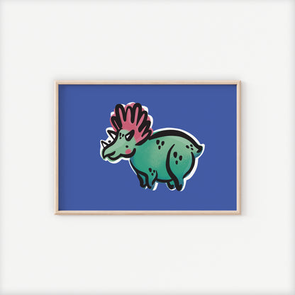 Topsy the Triceratops Dinosaur A5 Art Print