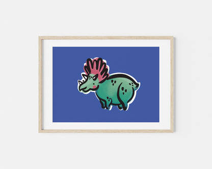 Topsy the Triceratops Dinosaur A5 Art Print