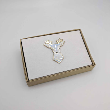 Blue Fairytale Deer Enamel Pin in Gift Box