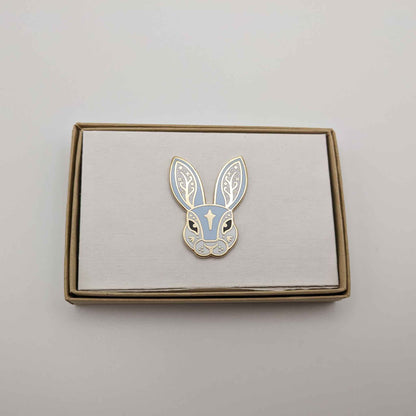 Blue Fairytale Rabbit Enamel Pin in Gift Box