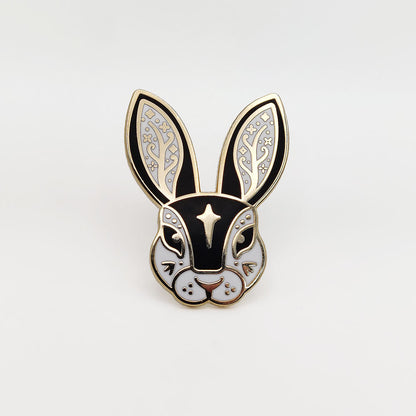 Black Fairytale Rabbit Enamel Pin in Gift Box