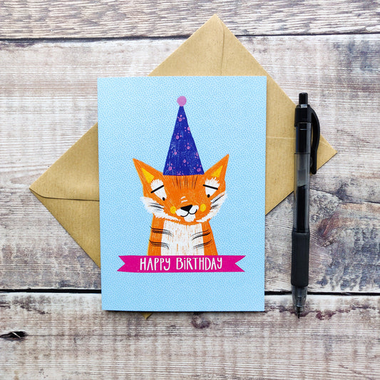 Party Tiger Birthday Card (Orange Tiger)