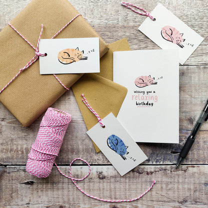 Cosy Cat Blue Gift Tags | Pack of 6